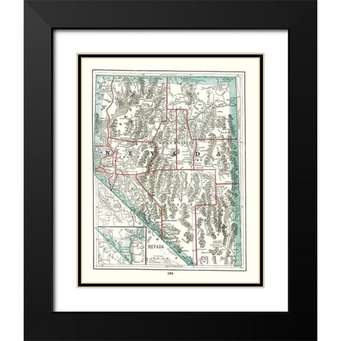 Nevada - Rathbun 1893 Black Modern Wood Framed Art Print with Double Matting by Rathbun