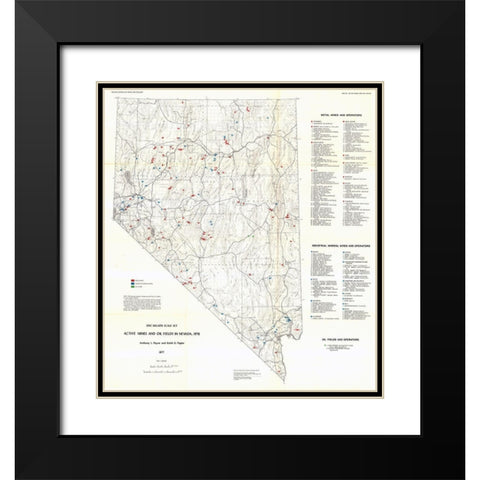 Active Mines Oil Fields Nevada Mines - Payne 1976 Black Modern Wood Framed Art Print with Double Matting by Payne