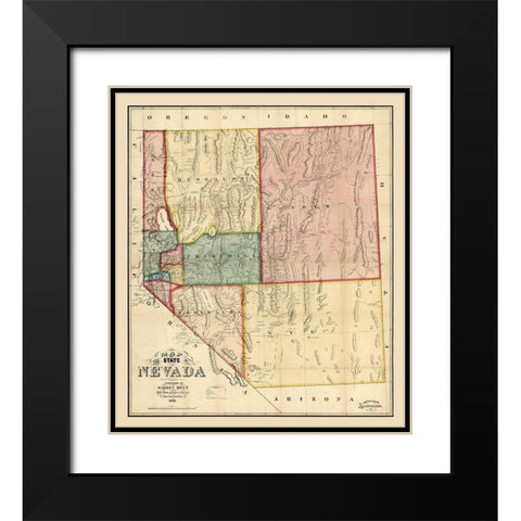 Nevada - Holt 1866  Black Modern Wood Framed Art Print with Double Matting by Holt