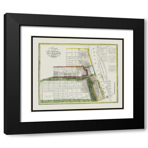 Albany New York - Merchant 1828 Black Modern Wood Framed Art Print with Double Matting by Merchant