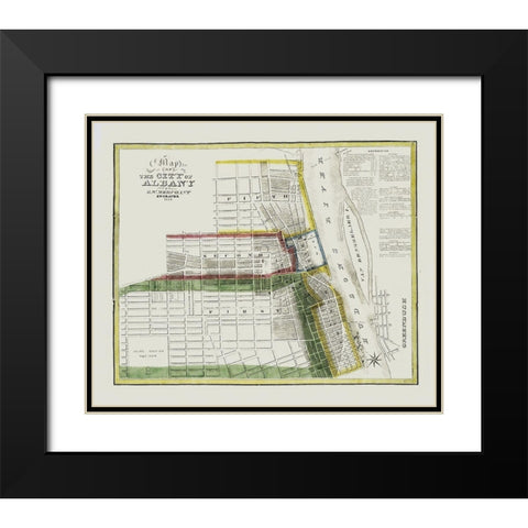 Albany New York - Merchant 1828 Black Modern Wood Framed Art Print with Double Matting by Merchant