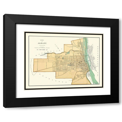 Albany New York - Andrews 1895 Black Modern Wood Framed Art Print with Double Matting by Andrews