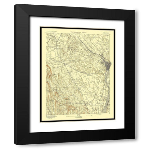 Albany New York Sheet - USGS 1893 Black Modern Wood Framed Art Print with Double Matting by USGS