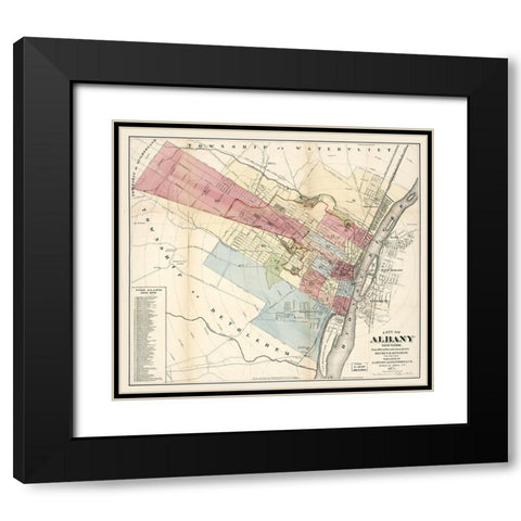 Albany New York - Bingham 1877  Black Modern Wood Framed Art Print with Double Matting by Bingham