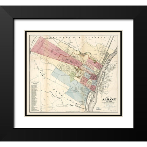 Albany New York - Bingham 1877  Black Modern Wood Framed Art Print with Double Matting by Bingham