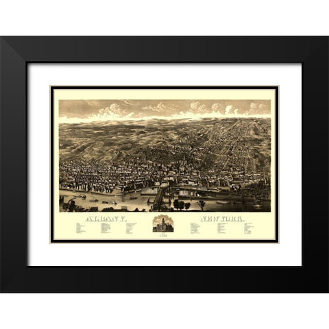 Albany New York -1879 Black Modern Wood Framed Art Print with Double Matting by Unknown