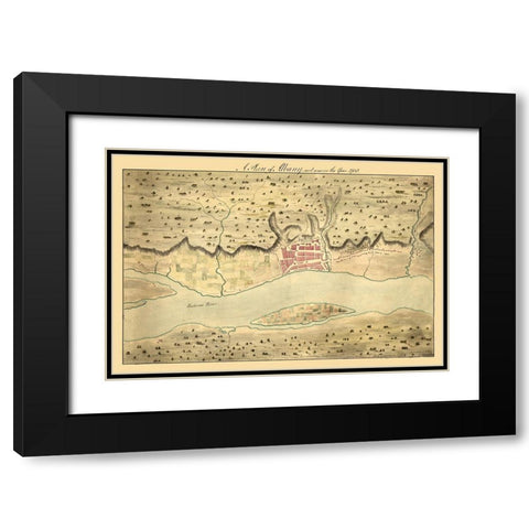 Albany New York -1758 Black Modern Wood Framed Art Print with Double Matting by Unknown