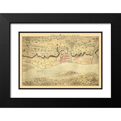 Albany New York -1758 Black Modern Wood Framed Art Print with Double Matting by Unknown