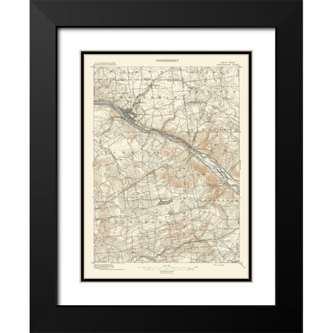 Amsterdam New York Sheet - USGS 1895 Black Modern Wood Framed Art Print with Double Matting by USGS