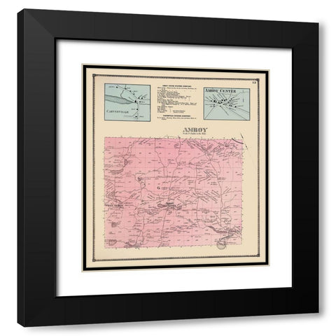 Amboy New York Landowner - Stone 1867 Black Modern Wood Framed Art Print with Double Matting by Stone