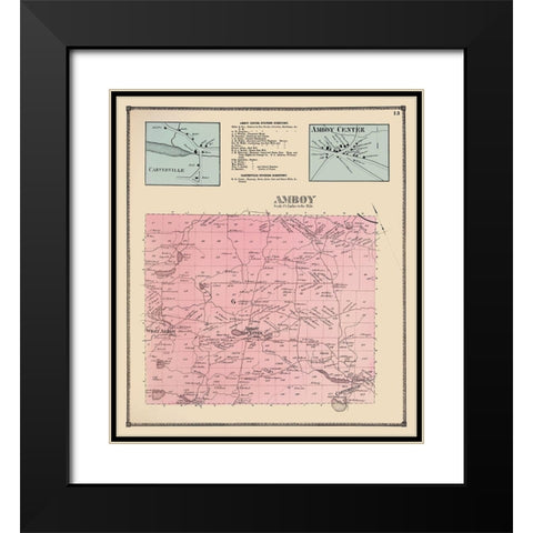 Amboy New York Landowner - Stone 1867 Black Modern Wood Framed Art Print with Double Matting by Stone