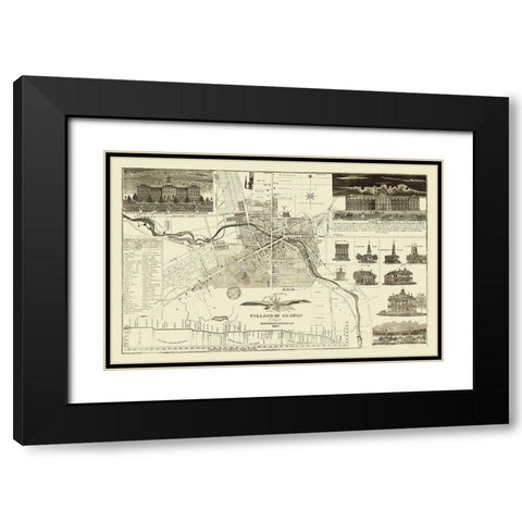 Auburn New York Landowner - Hagaman 1837 Black Modern Wood Framed Art Print with Double Matting by Hagaman