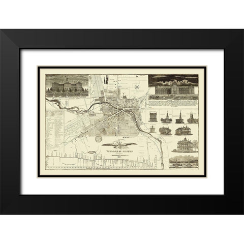 Auburn New York Landowner - Hagaman 1837 Black Modern Wood Framed Art Print with Double Matting by Hagaman