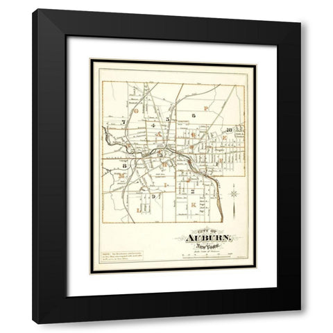 Auburn New York - Mac Cormac 1875 Black Modern Wood Framed Art Print with Double Matting by Mac Cormac