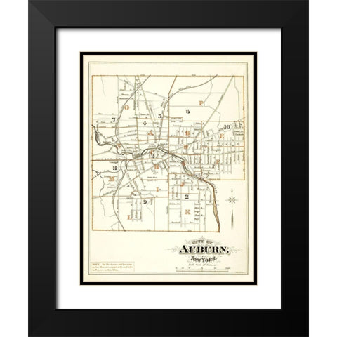 Auburn New York - Mac Cormac 1875 Black Modern Wood Framed Art Print with Double Matting by Mac Cormac