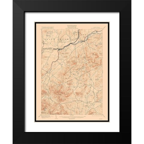 Ausable New York Quad - USGS 1903 Black Modern Wood Framed Art Print with Double Matting by USGS