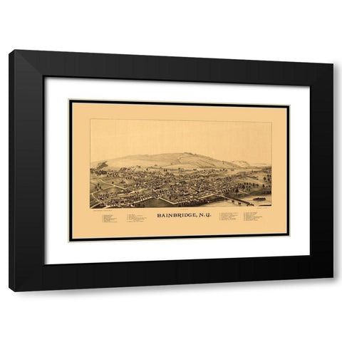 Bainbridge New York - Burleigh 1889  Black Modern Wood Framed Art Print with Double Matting by Burleigh