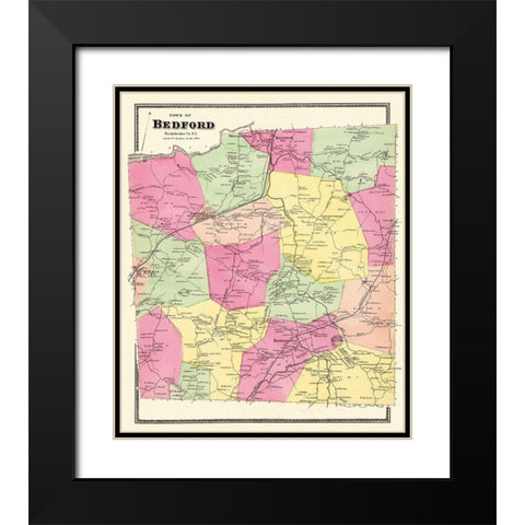 Bedford New York Landowner - Beers 1868 Black Modern Wood Framed Art Print with Double Matting by Beers
