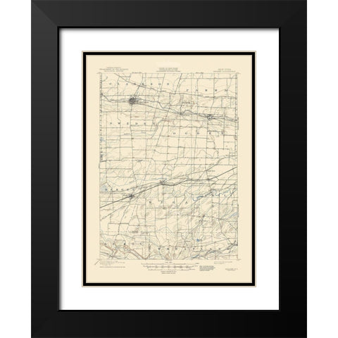 Bergen New York Quad - USGS 1899 Black Modern Wood Framed Art Print with Double Matting by USGS