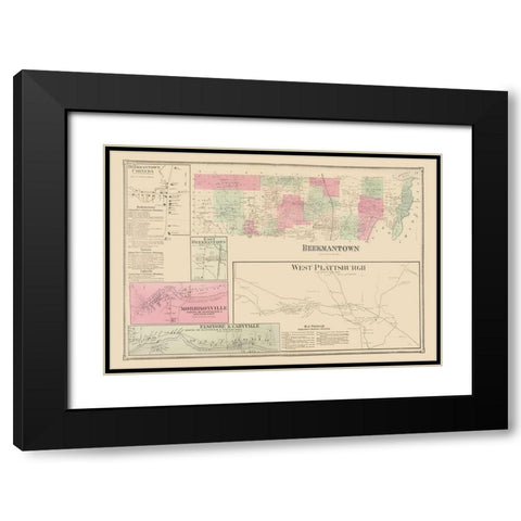 Beekmantown New York Landowner - Beers 1869 Black Modern Wood Framed Art Print with Double Matting by Beers