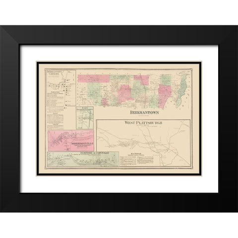 Beekmantown New York Landowner - Beers 1869 Black Modern Wood Framed Art Print with Double Matting by Beers
