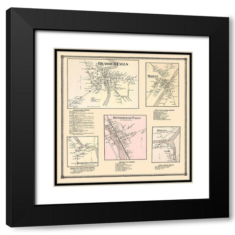 Brasher Falls, Morley, Renssellear Falls, Helena Black Modern Wood Framed Art Print with Double Matting by Stone