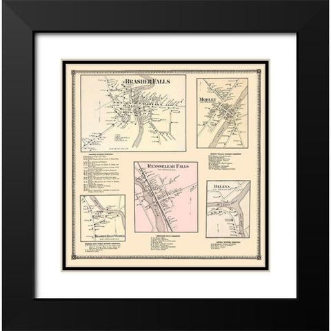Brasher Falls, Morley, Renssellear Falls, Helena Black Modern Wood Framed Art Print with Double Matting by Stone