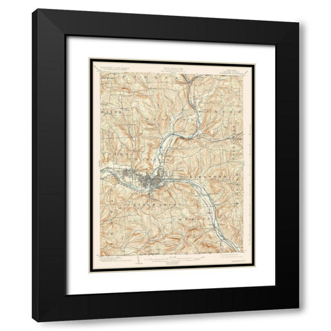 Binghamton New York Quad - USGS 1904 Black Modern Wood Framed Art Print with Double Matting by USGS