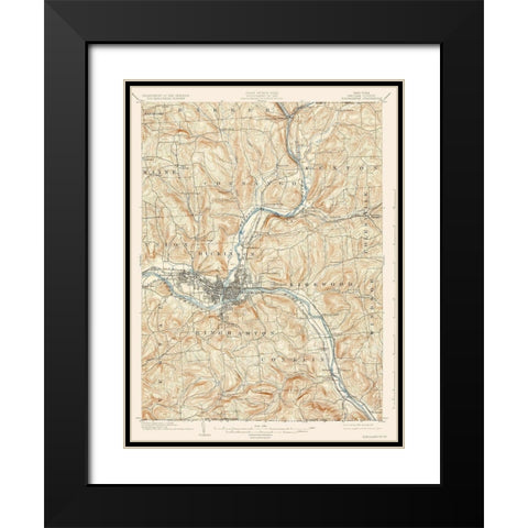 Binghamton New York Quad - USGS 1904 Black Modern Wood Framed Art Print with Double Matting by USGS