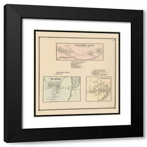 North Blenheim Summit Esperance New York Landowner Black Modern Wood Framed Art Print with Double Matting by Beers