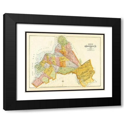 Brooklyn, Unionville New York - Robinson 1890 Black Modern Wood Framed Art Print with Double Matting by Robinson