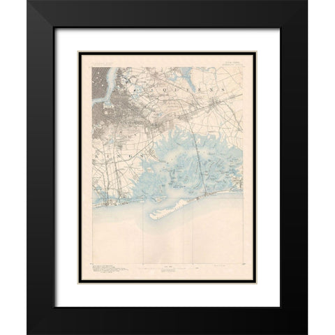 Brooklyn New York Quad - USGS 1891 Black Modern Wood Framed Art Print with Double Matting by USGS