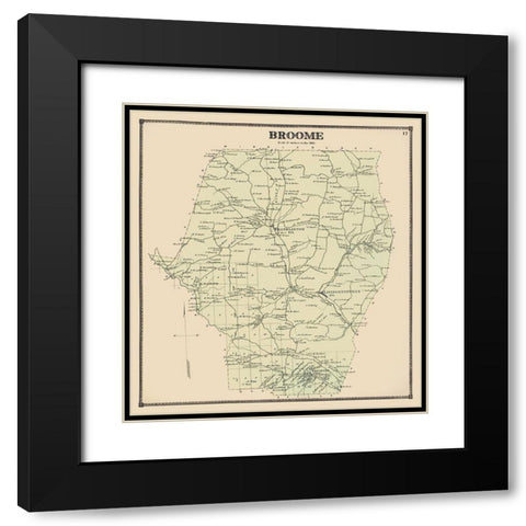 Broome New York Landowner - Beers 1866 Black Modern Wood Framed Art Print with Double Matting by Beers