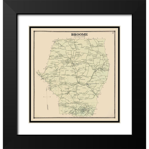 Broome New York Landowner - Beers 1866 Black Modern Wood Framed Art Print with Double Matting by Beers