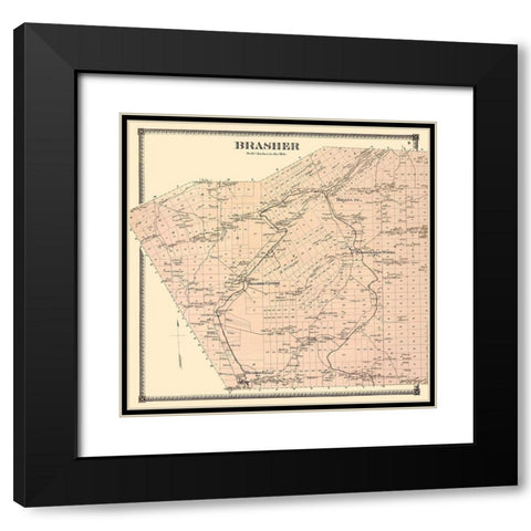 Brasher New York Landowner - Stone 1865 Black Modern Wood Framed Art Print with Double Matting by Stone