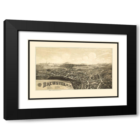 Brewster New York - Burleigh 1887  Black Modern Wood Framed Art Print with Double Matting by Burleigh