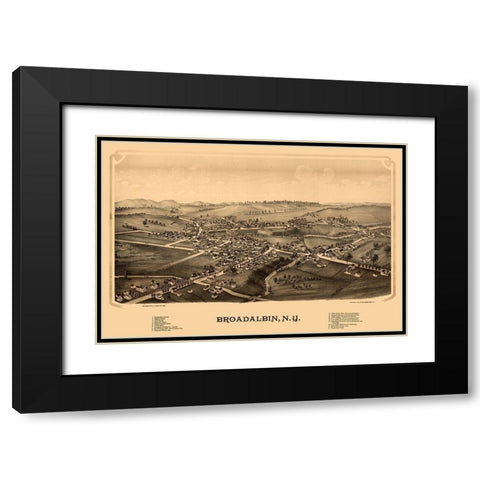 Broadalbin New York - Burleigh 1880  Black Modern Wood Framed Art Print with Double Matting by Burleigh