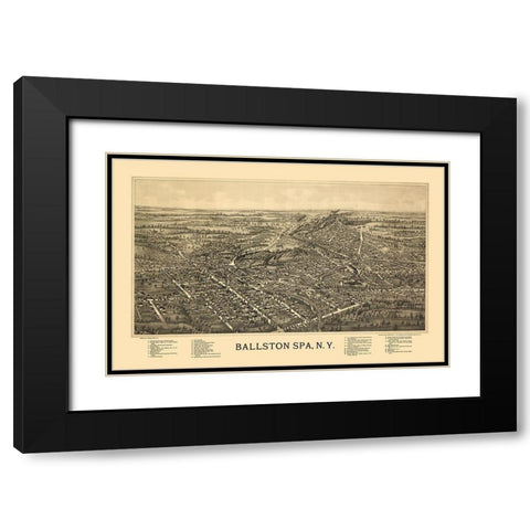 Ballston Spa New York - Fausel 1890  Black Modern Wood Framed Art Print with Double Matting by Fausel