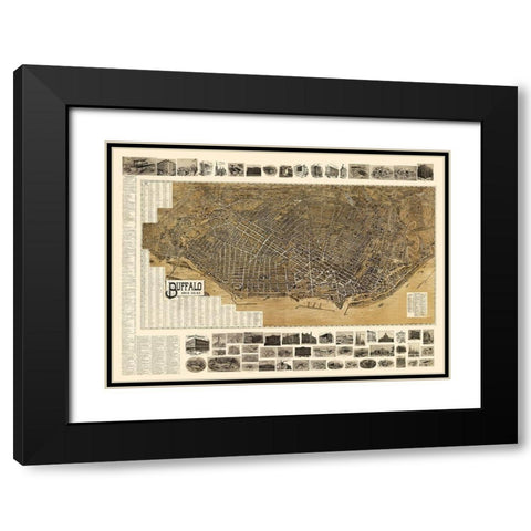 Buffalo New York - Landis 1902 Black Modern Wood Framed Art Print with Double Matting by Landis