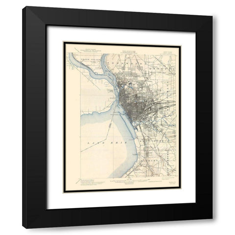 Buffalo New York Quad - USGS 1901 Black Modern Wood Framed Art Print with Double Matting by USGS