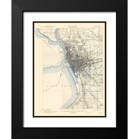 Buffalo New York Quad - USGS 1901 Black Modern Wood Framed Art Print with Double Matting by USGS