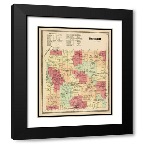 Butler New York Landowner - Beers 1874 Black Modern Wood Framed Art Print with Double Matting by Beers