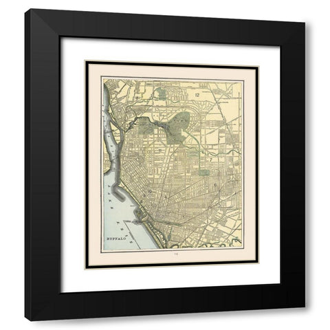 Buffalo  New York - Cram 1892 Black Modern Wood Framed Art Print with Double Matting by Cram