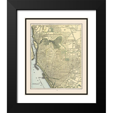 Buffalo  New York - Cram 1892 Black Modern Wood Framed Art Print with Double Matting by Cram
