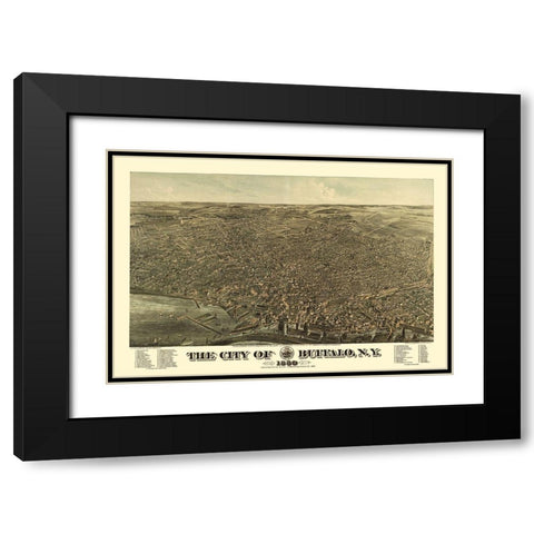 Buffalo New York - Hutchinson 1880  Black Modern Wood Framed Art Print with Double Matting by Hutchinson