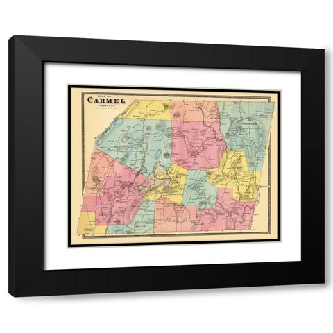 Carmel New York Landowner - Beers 1868 Black Modern Wood Framed Art Print with Double Matting by Beers