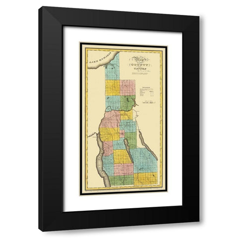 Cayuga New York Landowner - Burr 1829 Black Modern Wood Framed Art Print with Double Matting by Burr