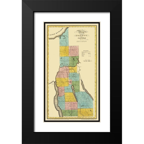 Cayuga New York Landowner - Burr 1829 Black Modern Wood Framed Art Print with Double Matting by Burr