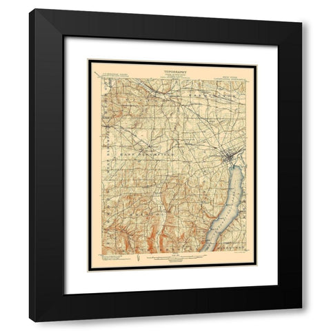 Canandaigua New York Quad - USGS 1903 Black Modern Wood Framed Art Print with Double Matting by USGS