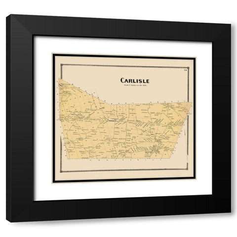Carlisle New York Landowner - Beers 1866 Black Modern Wood Framed Art Print with Double Matting by Beers